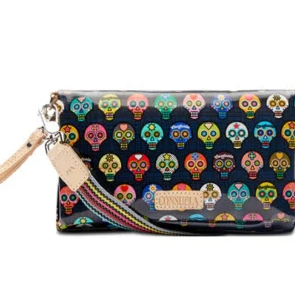 Consuela Multicolor Skull Print Wristlet